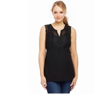 NAME YOUR PRICE • Motherhood Maternity Eyelet Lace Textured Tank Top M Black